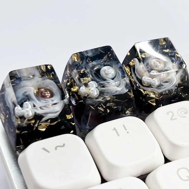 Personality Resin Transparent Metal Gold Foil Keycap Single Replacement for Mechanical Keyboard Cross Shaft