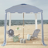 Parasol de plage pop-up portable à rayures pour le glamping, protection solaire, tente de plage, cabane de piscine, parasol moderne pour pique-niques et voyages