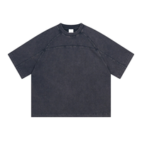 T-shirt Rétro Noir Boxy 285G pour Hommes – Vente en Gros, Personnalisable, 100% Coton, Impression de Marque, T-shirt Oversize Simple et Lourd en Coton Lavé