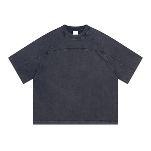 T-shirt Rétro Noir Boxy 285G pour Hommes – Vente en Gros, Personnalisable, 100% Coton, Impression de Marque, T-shirt Oversize Simple et Lourd en Coton Lavé - Product Image 1