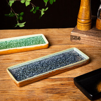 Nampan persegi panjang piring Sushi pesta ramah lingkungan masakan Jepang panci panas piring barbekyu piring Strip keramik