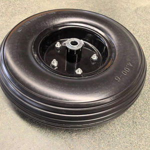Roue en PU solide et durable, résistante à l'usure, pour chariot à faible vitesse, brouette, chariot à main robuste, roues plates sans chambre à air - Product Image 1