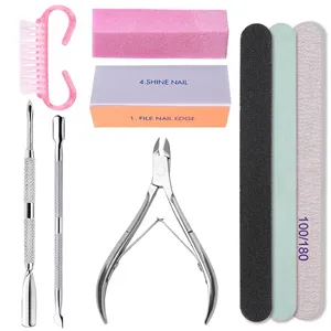 Kit de manucure professionnel : limes à ongles, blocs tampons éponge, pince à cuticules, ciseaux à ongles et outils pour vernis gel UV - Product Image 1