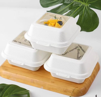 Boîte à lunch jetable en bagasse de canne à sucre, boîte à lunch en forme de coquille, biodégradable, pour croissant, gâteau, hamburger, contenant alimentaire