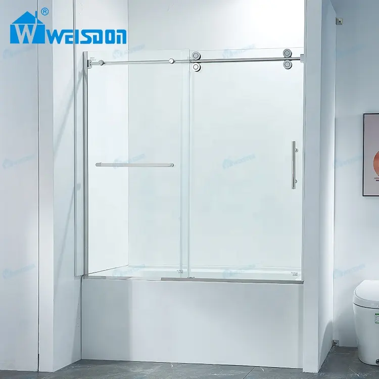 Weisdon tùy chỉnh phòng tắm thép không gỉ duy nhất trượt không Khung kính cường lực bồn tắm vòi sen màn hình