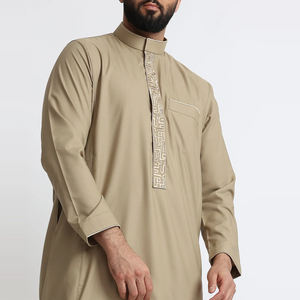Stylish and Comfortable Traditional Casual Men's Thobe <b>Islamic</b> <b>Clothing</b> Long Sleeve Polyester Solid Color - Product Image 2