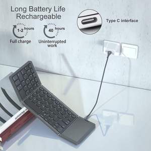 3-Fold Rechargeable Lightweight Wireless <b>Bluetooth</b> Folding <b>Keyboard</b> with Touchpad for iPhone Samsung Tablet Windows Android IOS - Product Image 6