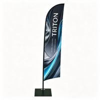 Drapeau à lame personnalisé en polyester 110G avec mât en fibre de verre et kit de base croisée pour événements extérieurs