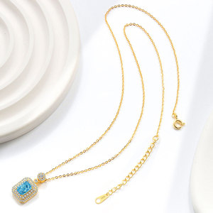 Collier <span class=keywords><strong>de</strong></span> luxe en diamant jaune artificiel, petit format, carré classique, pour usage quotidien, pour femme, cadeau d'anniversaire - Product Image 4