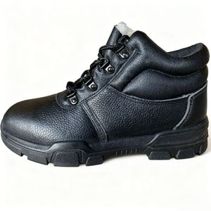 Chaussures de travail antistatiques, tige haute en cuir de vachette, semelle en PU, bottes de sécurité pour hommes, légères, résistantes à l'usure, doublure en fourrure chaude pour l'hiver - Product Image 5