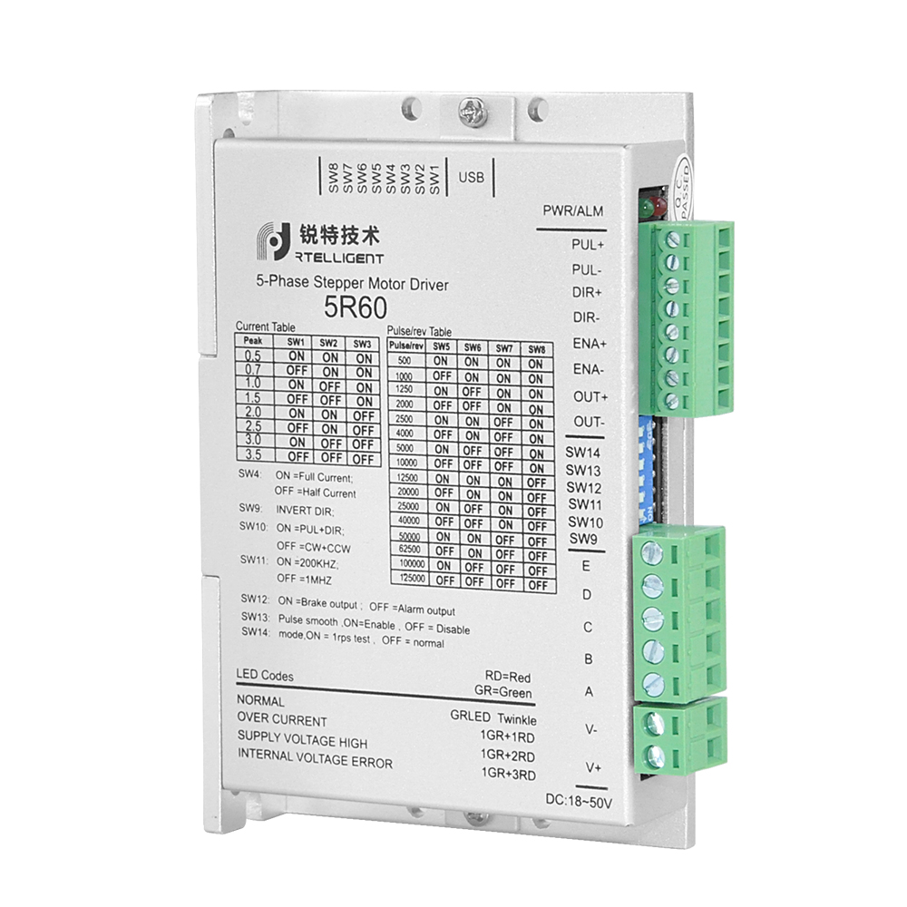 5 фазы Драйвер шагового двигателя контроллер 0.5A-3.5A 24-с алюминиевой крышкой, 50В с ЧПУ (Национальная ассоциация владельцев электротехнических 23/24 хода шагового двигателя