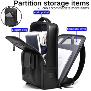 حقيبة ظهر من الجلد الصناعي مقاومة للماء للرجال من WEIXIER ، حقيبة كمبيوتر محمول بحجرة إغلاق بسحاب ، سعة كبيرة للسفر اليومي للأعمال - Product Image 3