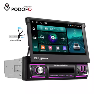 Podofo 7 ''1 Din Autoradio <span class=keywords><strong>Android</strong></span> Car Radio 4 + 64G Flip Retráctil Pantalla táctil Inalámbrico Carplay y <span class=keywords><strong>Android</strong></span> <span class=keywords><strong>Auto</strong></span> BT/WIFI/GPS USB - Product Image 1