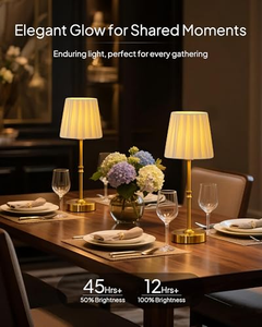 Lámpara Inalámbrica Vintage de Metal con Pantalla de Tela Plegada, Funciona con Batería, Luz de Mesa para Recepción de Bodas - Product Image 3