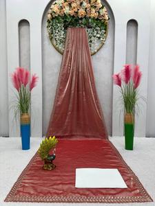 Ropa de fiesta estilo volantes de Bollywood Georgette Crush con Sari de diseñador impreso para mujer último diseño de blusa saris India - Product Image 2