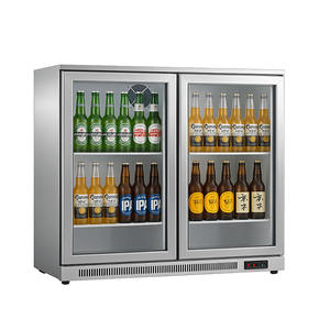 0.9m Haute Qualité Portable Mini Bar Blanc Réfrigérateur Double <span class=keywords><strong>Verre</strong></span> Porte Pivotante Bar Réfrigérateur LED Lumière pour Hôtel - Product Image 1