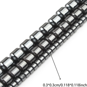 Perles cylindriques en hématite naturelle, perles minérales brillantes en colonne pour bracelet, collier, bijoux faits main style punk pour usage quotidien - Product Image 2