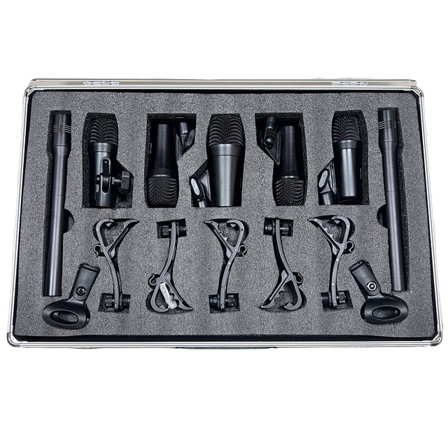 7-piece Handheld Cardioid Metal Wired Drum Microphone for Band Stage Performance Recording