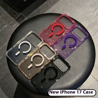 Coque de protection transparente à paillettes double couche pour Apple 17 Pro/iPhone 17 Air Shockproof Luxury Magnetic Mobile Shell