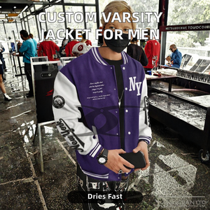 Veste universitaire de baseball, broderie chenille personnalisée, teinture unie, 100% laine, respirante, séchage rapide, style urbain d'hiver pour - Product Image 2
