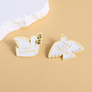 Animal White <strong>Dove</strong> Shaped Brooch Peach <strong>Dove</strong> with Olive Leaf Metal <strong>Pins</strong> Set Custom Soft Enamel <strong>Pin</strong> - Product Image 2