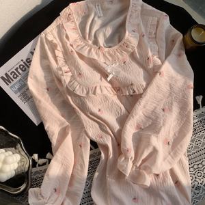 Conjunto de Pijama de Franela de Doble Gasa de Dos Piezas con Estampado de Fresas y Manga Larga del Comerciante, Ideal para <span class=keywords><strong>Dormir</strong></span> en Casa con Almohadilla - Product Image 6