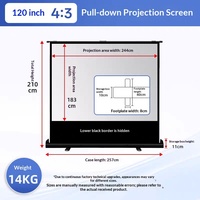 Écran de projection sur pied 120 pouces 4:3, déroulable avec support pour réunions et bureau à domicile, écran de projection déroulable noir