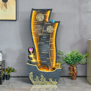 Fontaine d'eau coulante Quanfangyuan 7189 avec lumière LED, design moulin à vent, durable, 110-230V, pour salon, balcon, bureau, cadeau - Product Image 3