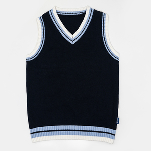 Áo len dệt kim cổ V không tay, kiểu dáng vest ngắn, may theo yêu cầu (OEM) - Product Image 1