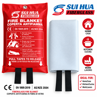 Couverture anti-feu en fibre de verre pour cuisine avec pochette EN 1869:2019 pour la lutte contre les incendies de graisse à la maison et au restaurant