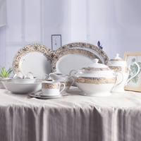 Or Ensembles De Dîner En Céramique De Luxe 72 Pièces Ensembles de Dîner En Porcelaine pour Mariage
