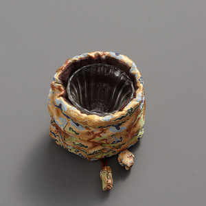 Bamboo Woven <b>Teacup</b> Cage Round Dustproof Cover Handmade Cloth Bag For Jianzhan Tea Set Gift Packaging - Product Image 2