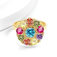 Rotating Zirconia Flower Pendant Necklace Accessory Set Anti-anxiety Adjustable Ring Fashionable Wedding Jewelry Gift