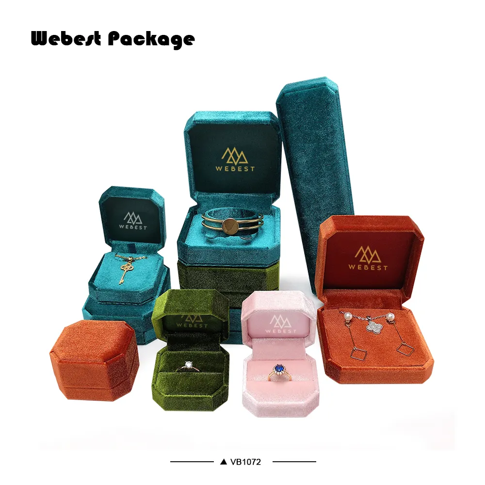 Webest Package plastic jewellery velure fabric hot sale jewelry packaging ring velvet box luxury gift box with velvet