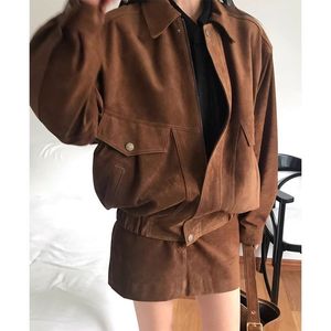 ヴィンテージ女性の春秋布セットジャケットスカート付きカジュアルツーピースセットコーデュロイプラスサイズ織りクロージャクールジャケット - Product Image 1