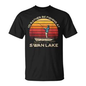 Preferiría estar pescando en Swan Lake, camiseta unisex para adultos, talla M, color negro - Product Image 1