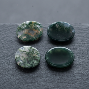 Piedra Ovalada de Ágata Musgosa Pulida, Decoración Artística Coleccionable de Feng Shui de Gujarat - Product Image 5