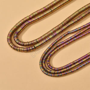 Rondelle Heishi perles de <span class=keywords><strong>pierre</strong></span> d'<span class=keywords><strong>hématite</strong></span> noir or argent, perles d'<span class=keywords><strong>hématite</strong></span> plaquées or rose de 1mm 2mm 3mm 4mm pour la fabrication de bijoux - Product Image 6