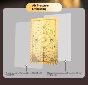 Cartes de tarot en feuille d'or 78 pièces, impression personnalisée, PVC imperméable, jeu de divination avec guide pour débutants - Product Image 5
