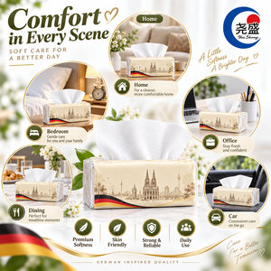 Gesichtstücher Softpack Geprägt mit Blumenpunkt-Muster Mehrschichtig Weich Dick Deutsches Design Haushalt Gesichtstücher - Product Image 5