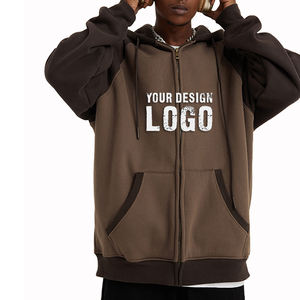 Hoodie Homme Zippé Épais Automne Hiver, Coupe Ample, Épaules Tombantes, Style Sport Décontracté Extérieur, Épaules Contrastantes - Product Image 5