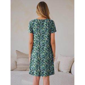 Vestido Mini de Verano para Mujer FOXA, Estampado Floral, Cuello en V, Manga Corta, Línea A, Transpirable, de Chifón, para Playa, Vacaciones, Uso Casual - Product Image 3