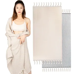 Bán Buôn Biểu Tượng Tùy Chỉnh Quá Khổ Thổ Nhĩ Kỳ Fouta Khăn Tùy Chỉnh Thiết Kế 100% Cotton Khăn Bãi Biển