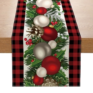 Navidad chemin de Table de noël pour salle à manger nappe décorative Buffalo <span class=keywords><strong>Plaid</strong></span> ferme 2023 <span class=keywords><strong>Noel</strong></span> Navidad Natal nouvel an 2024 - Product Image 2