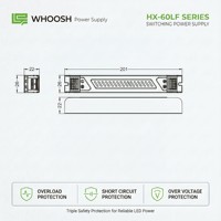 Fuente de Alimentación LED Ultra Delgada de Aluminio de 60W 12V 5A IP20 AC DC para Letreros, Cajas de Luz y Gabinetes