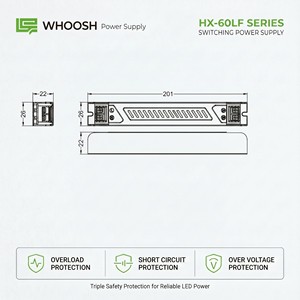 ספק כוח LED דק במיוחד מאלומיניום 60W 12V 5A IP20 AC <span class=keywords><strong>DC</strong></span> עבור שלטי תאורת קופסאות ותיבות - Product Image 4