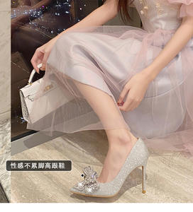 6CM/8CM/ 10CM Bling Glitter Sandales Talon Femme eleganti pompe alla moda <span class=keywords><strong>tacchi</strong></span> da sposa <span class=keywords><strong>argento</strong></span> per donna - Product Image 6