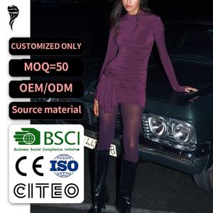 Nuevo Vestido de Terciopelo Ajustado de Alta Calidad, Moderno y Sexy, para Discoteca, Mini Vestido con Cuello Alto para Fiesta de Verano - Product Image 1