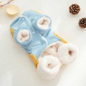 Pet Snowman Overalls Blue Yellow Cotton Coat Thickened Warm Four Legged <b>Clothes</b> For Small Dogs <b>Cats</b> Teddy Bichon Frise - Product Image 1