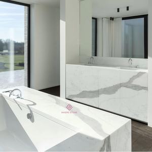 Lavabo de mano de lujo con pedestal independiente de mármol blanco Calacatta moderno <span class=keywords><strong>para</strong></span> lavabo de baño - Product Image 3